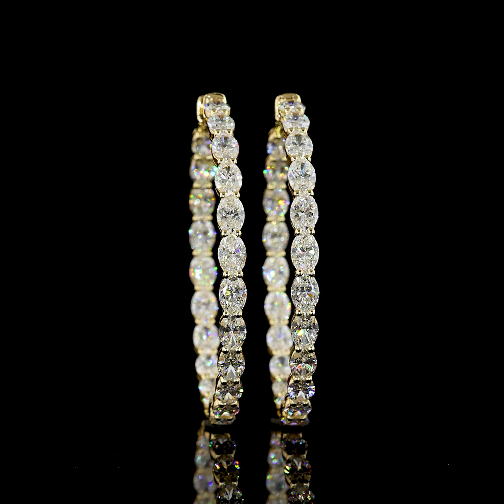 7.84 Cts 14k Yellow Gold Oval Shape Hoops Earring