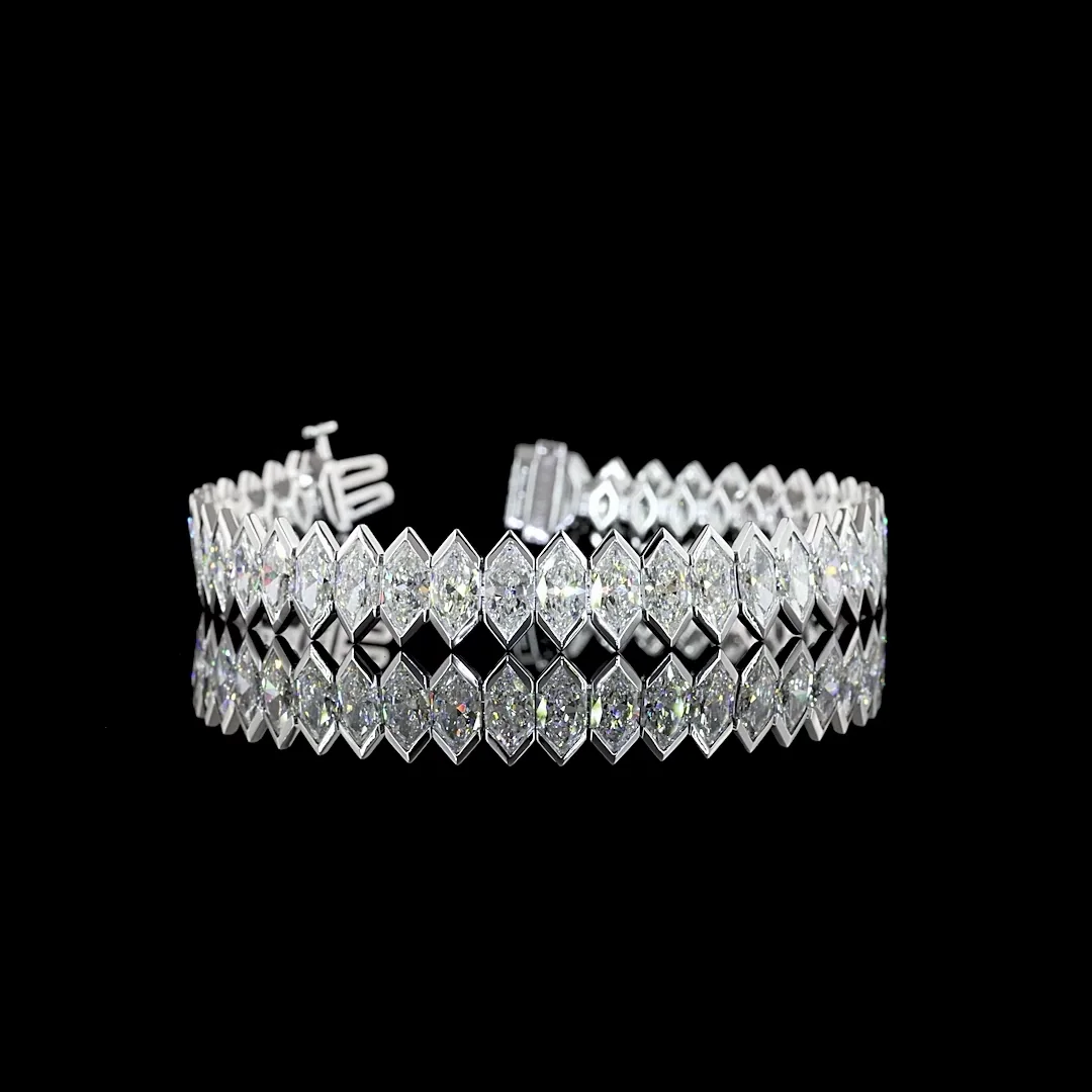 22.26 Cts 14k White Gold Antique Marquise Shape Tennis Bracelet