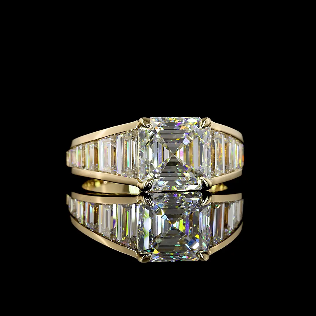 4.92 Cts 14k Yellow Gold Asscher Shape Special Ring