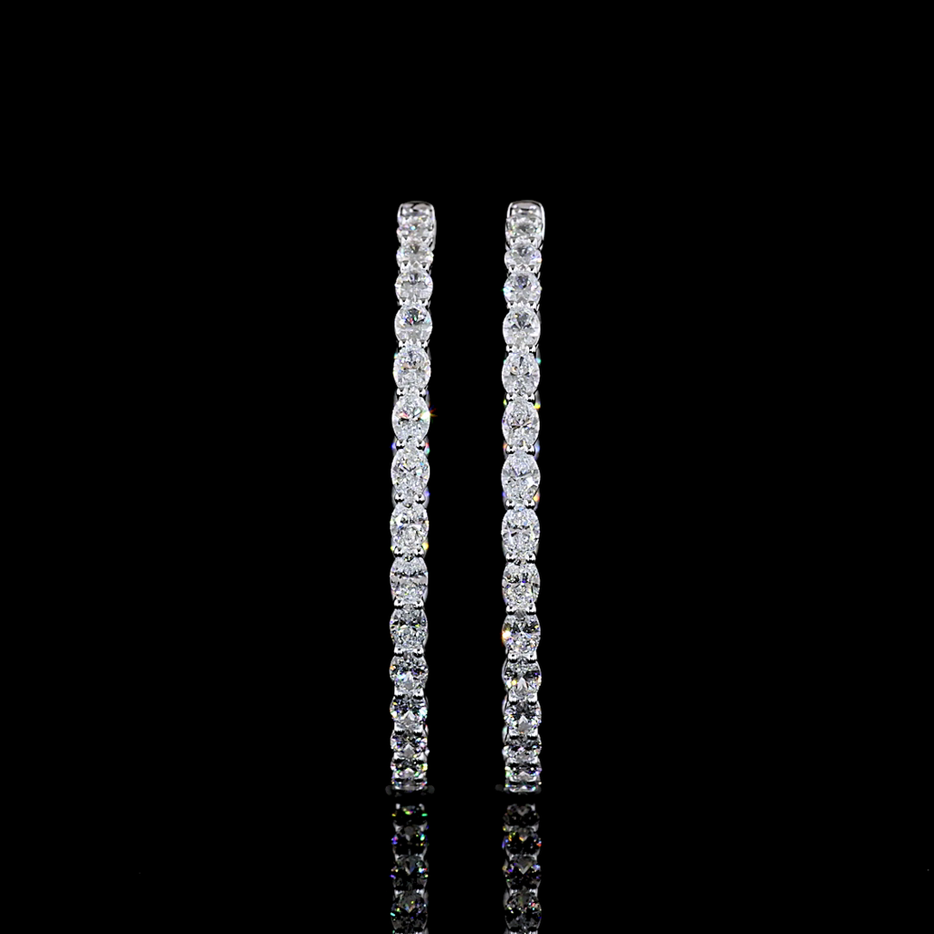 6.22 Cts 14k White Gold Oval Shape Hoops Earring