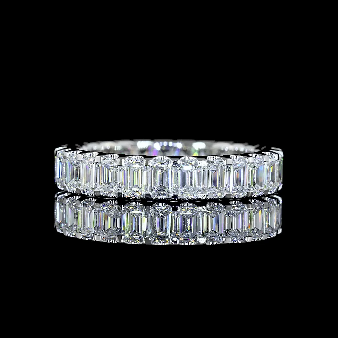 2.62 Cts 14k White Gold Emerald Shape Eternity Band Eternity Band