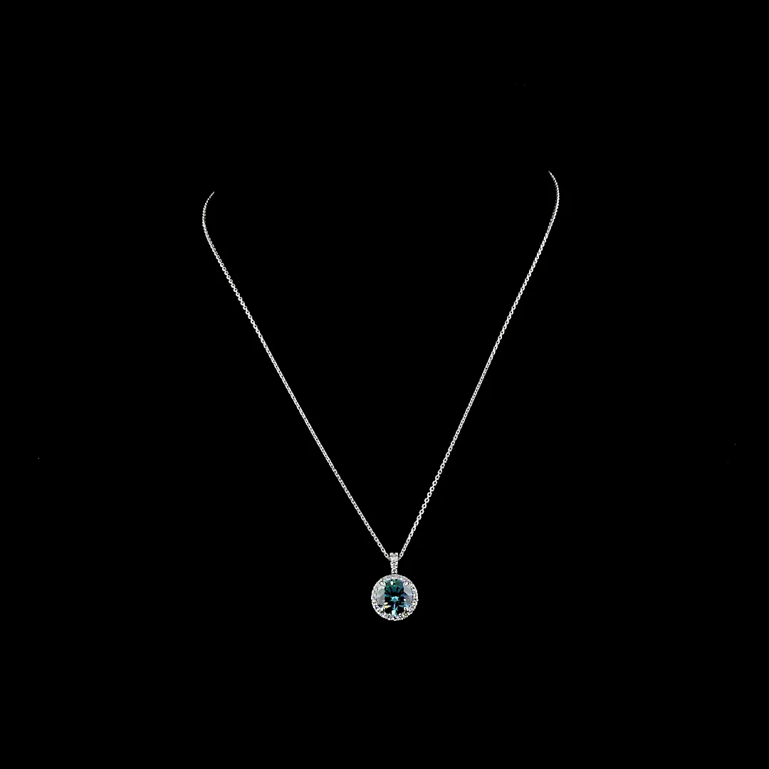 3.39 Cts 14k White Gold Round Shape Pendant Pendant