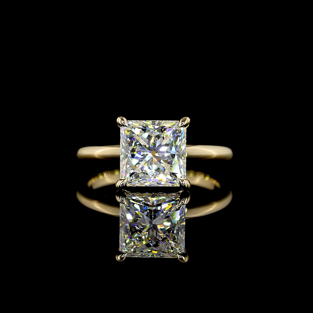 3.1 Cts 14k Yellow Gold Princess Shape Solitaire Ring
