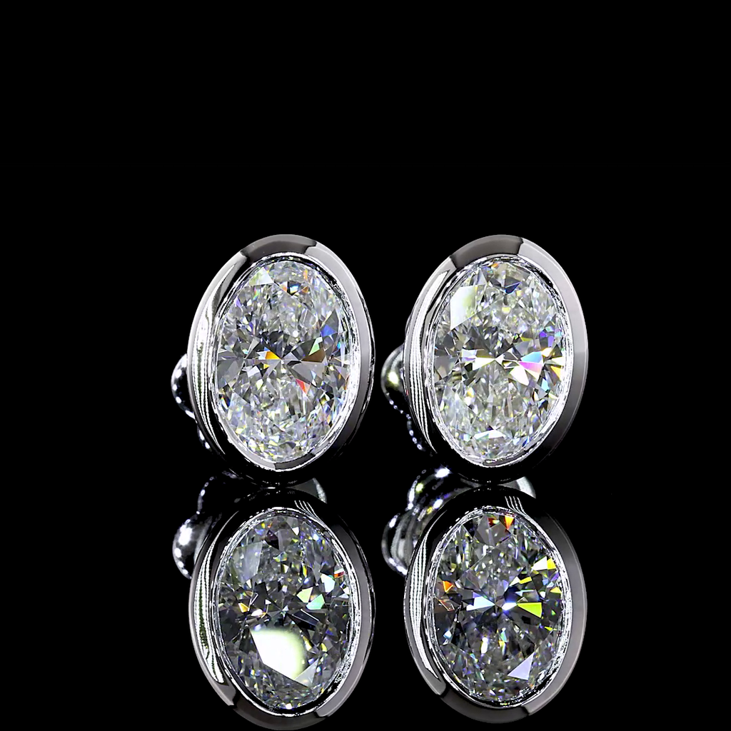 2.05 Cts 14k White Gold Oval Shape Studs Earring