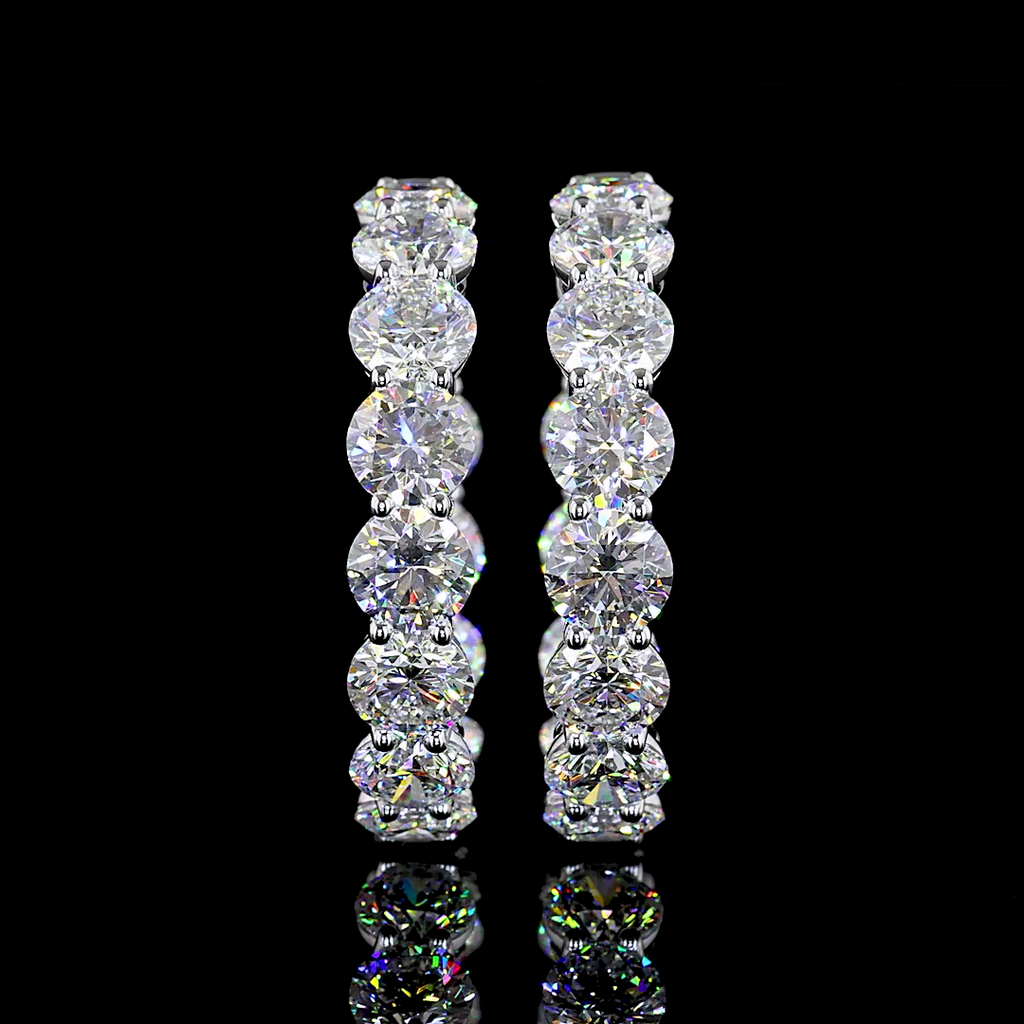 12.17 Cts 14k White Gold Round Shape Hoops Earring