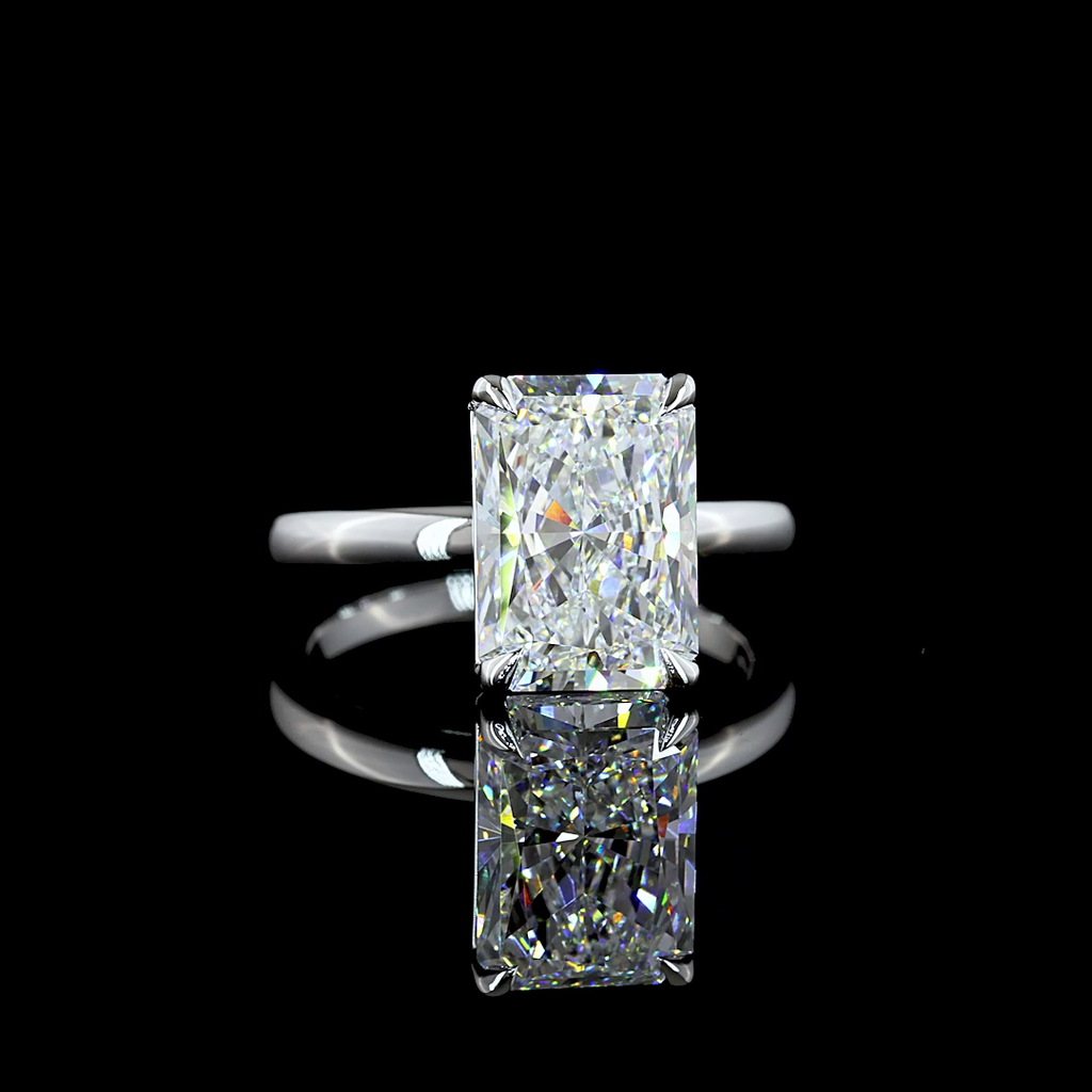 4.14 Cts 14k White Gold Radiant Shape Solitaire Ring
