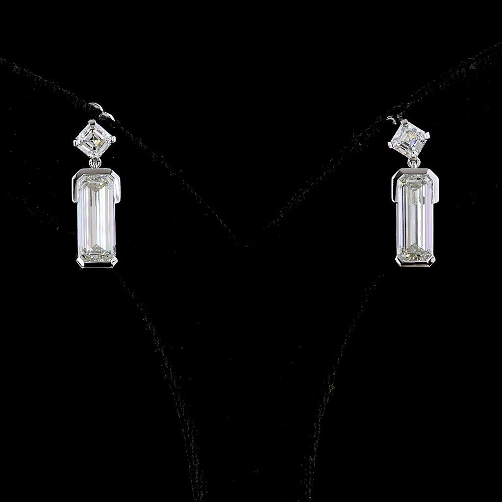 4.79 Cts 14k White Gold Mix Shape Hanging Earring