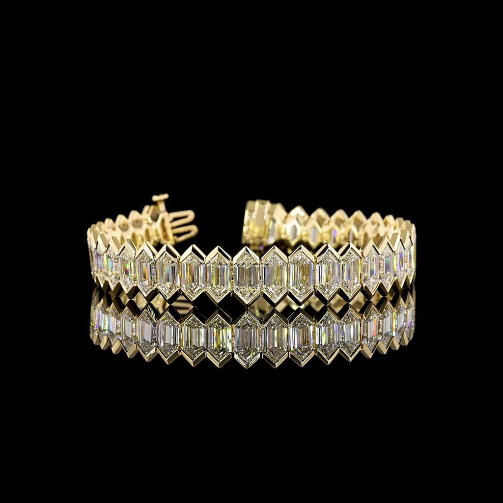 37.72 Cts 14k White Gold Step Marquise Shape Tennis Bracelet