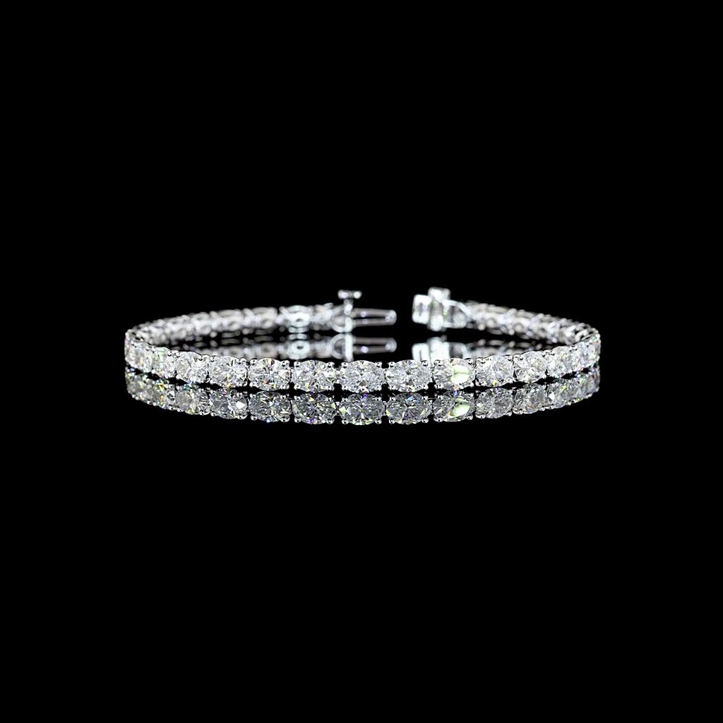 10.54 Cts 14k White Gold Oval Shape Tennis Bracelet