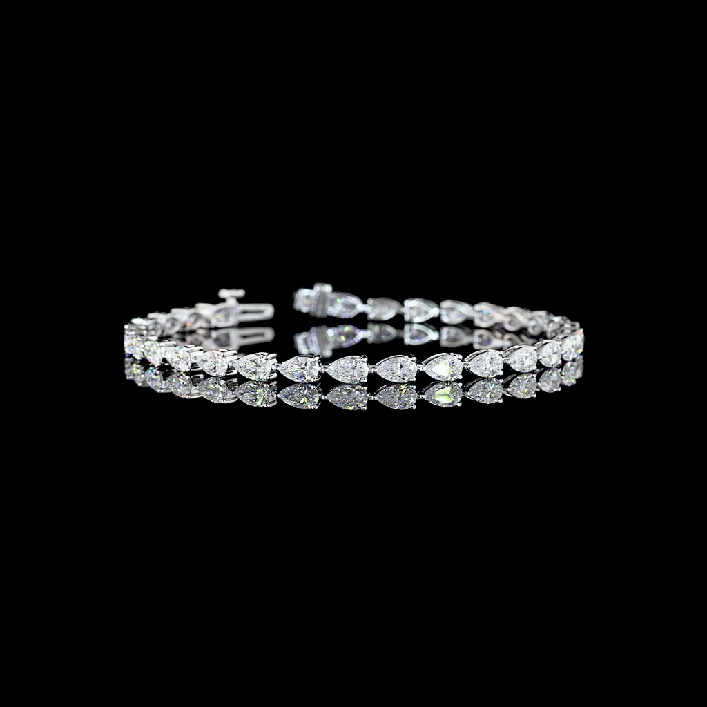 6.52 Cts 14k White Gold Pear Shape Tennis Bracelet