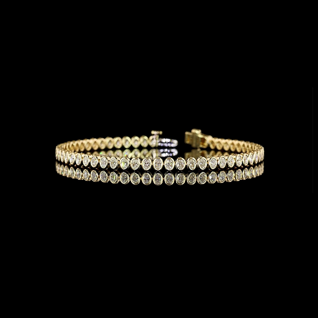 3.22 Cts 14k Yellow Gold Oval Shape Tennis Bracelet