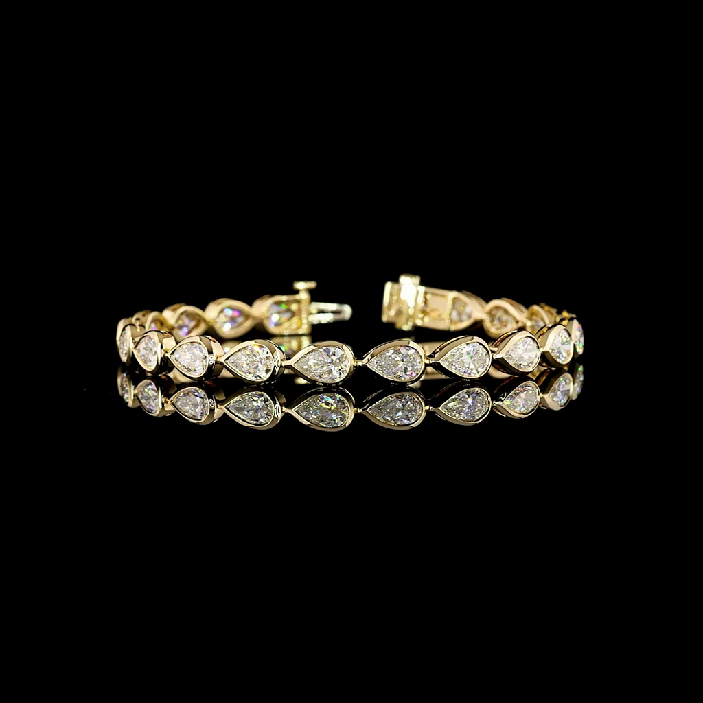 10.52 Cts 14k Yellow Gold Pear Shape Tennis Bracelet