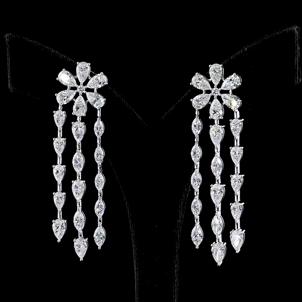 14.29 Cts 14k White Gold Mix Shape Special Earring