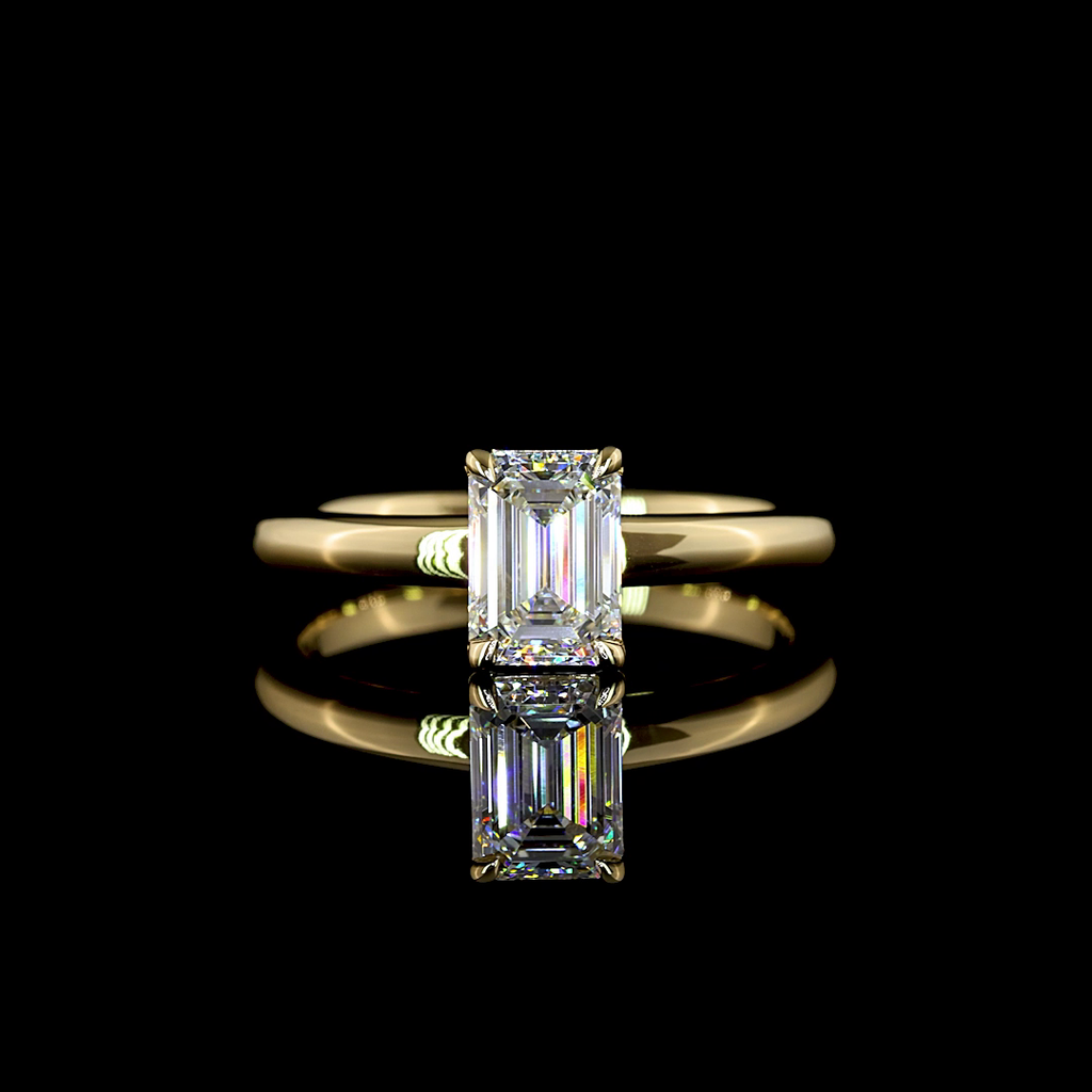 1.02 Cts 14k Yellow Gold Emerald Shape Solitaire Ring