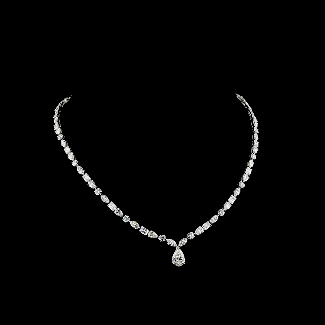 19.17 Cts 14k White Gold Mix Shape Special Necklace
