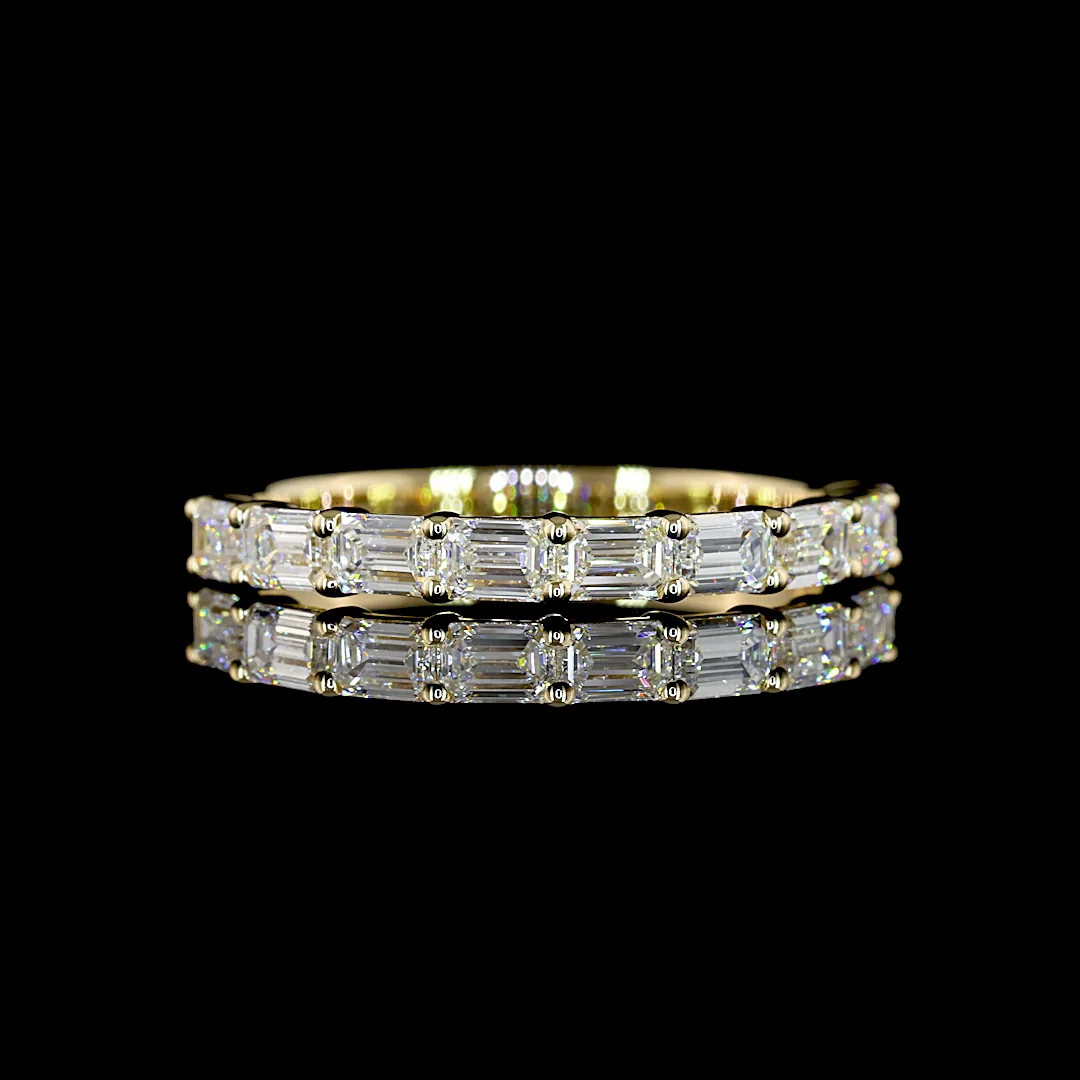 0.93 Cts 14k Yellow Gold Emerald Shape Half Eternity Eternity Band