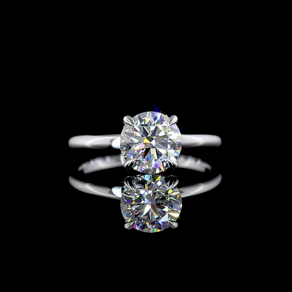 1.61 Cts 14k White Gold Round Shape Hidden Halo Ring