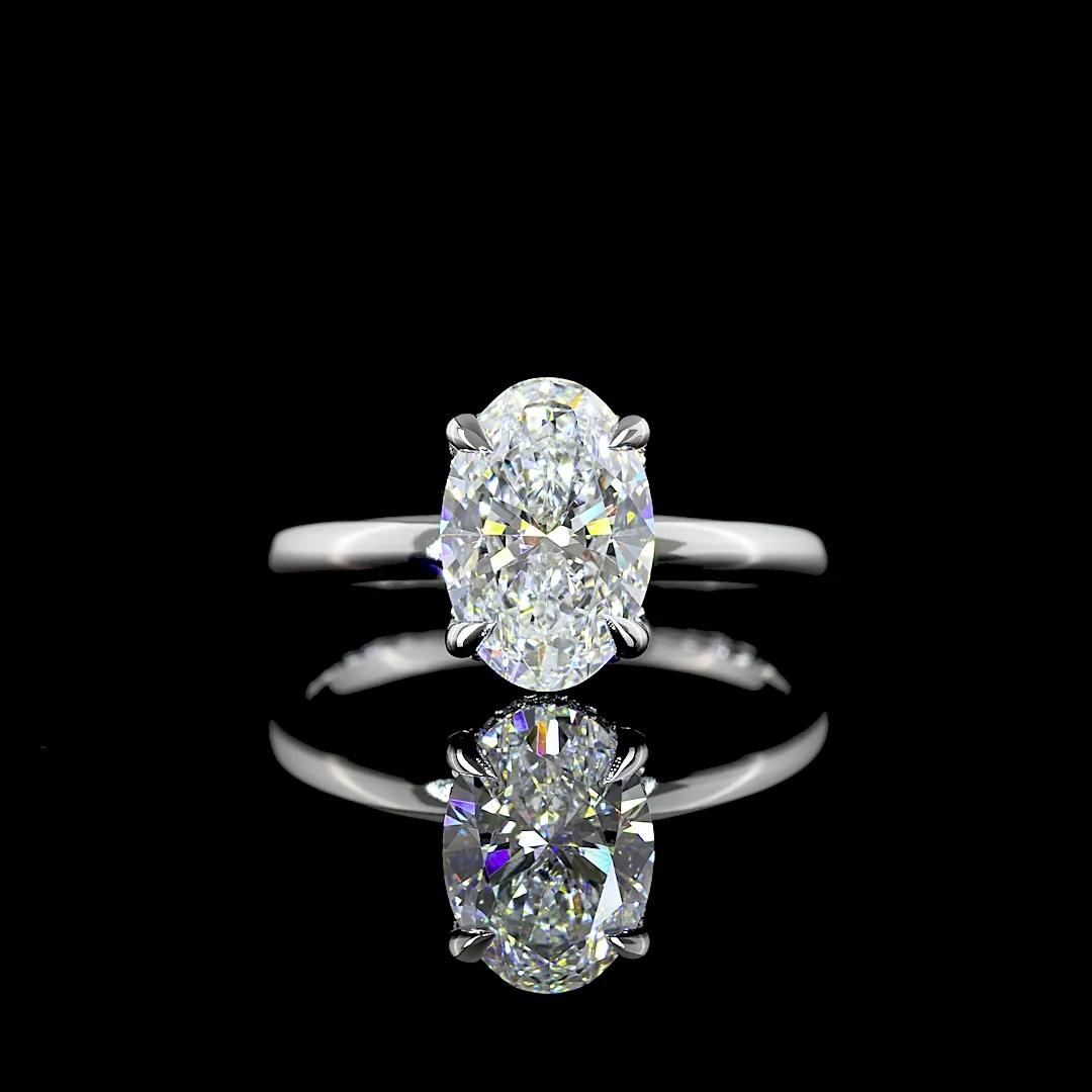 2.17 Cts 14k White Gold Oval Shape Hidden Halo Ring