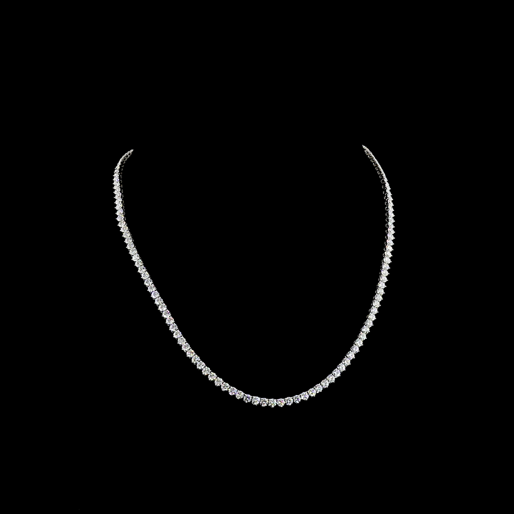 13.31 Cts 14k White Gold Round Shape Tennis Necklace