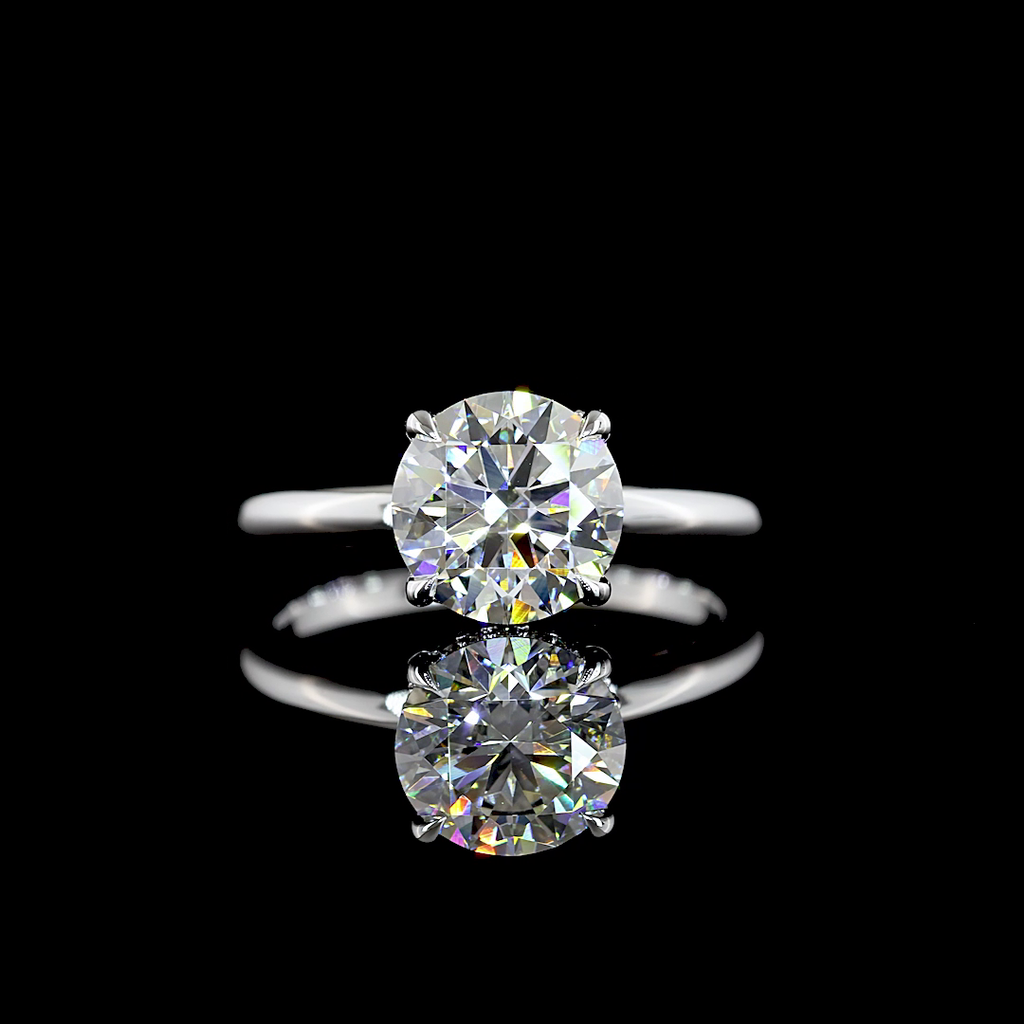 2.11 Cts 14k White Gold Round Shape Hidden Halo Ring