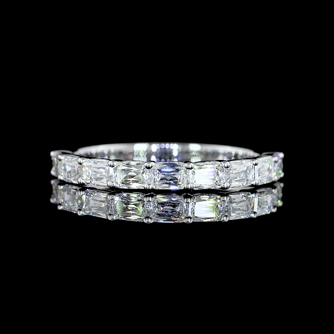 1 Cts 14k White Gold Radiant Modified Shape Half Eternity Eternity Band