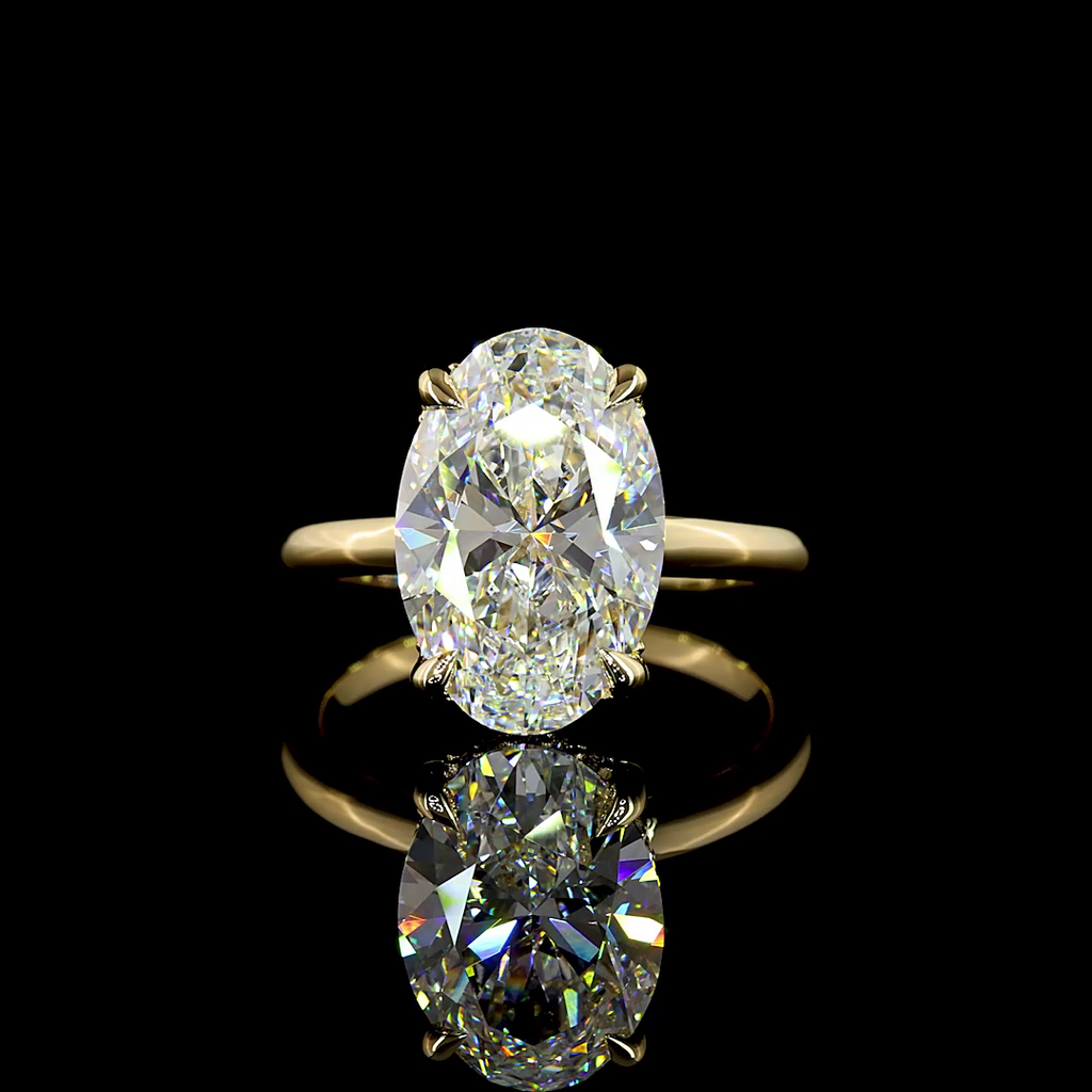 5.14 Cts 14k Yellow Gold Oval Shape Hidden Halo Ring