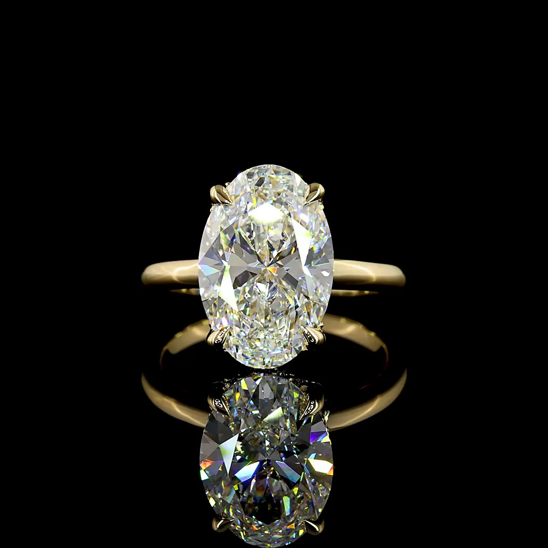 5.14 Cts 14k Yellow Gold Oval Shape Hidden Halo Ring