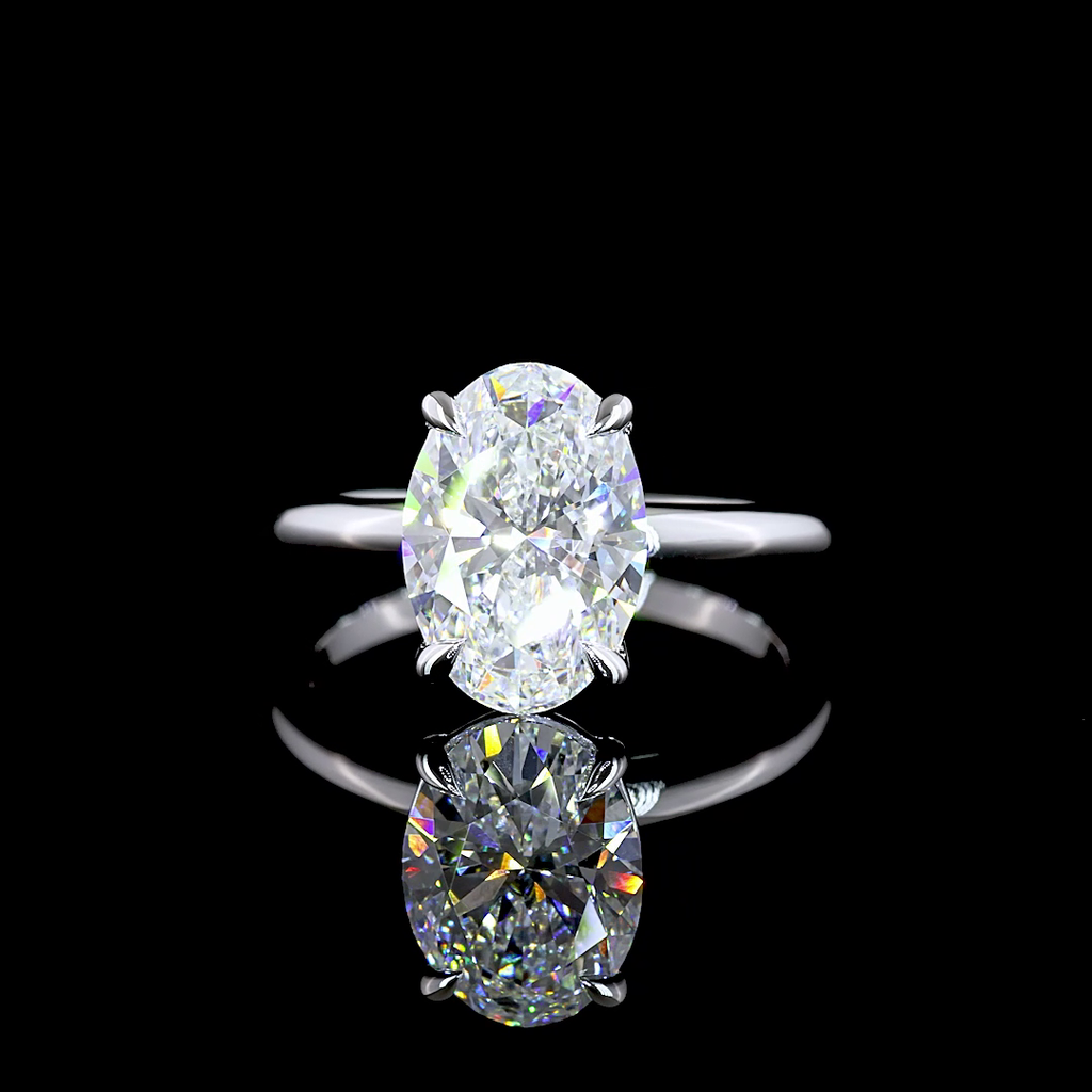3.06 Cts 14k White Gold Oval Shape Solitaire Ring