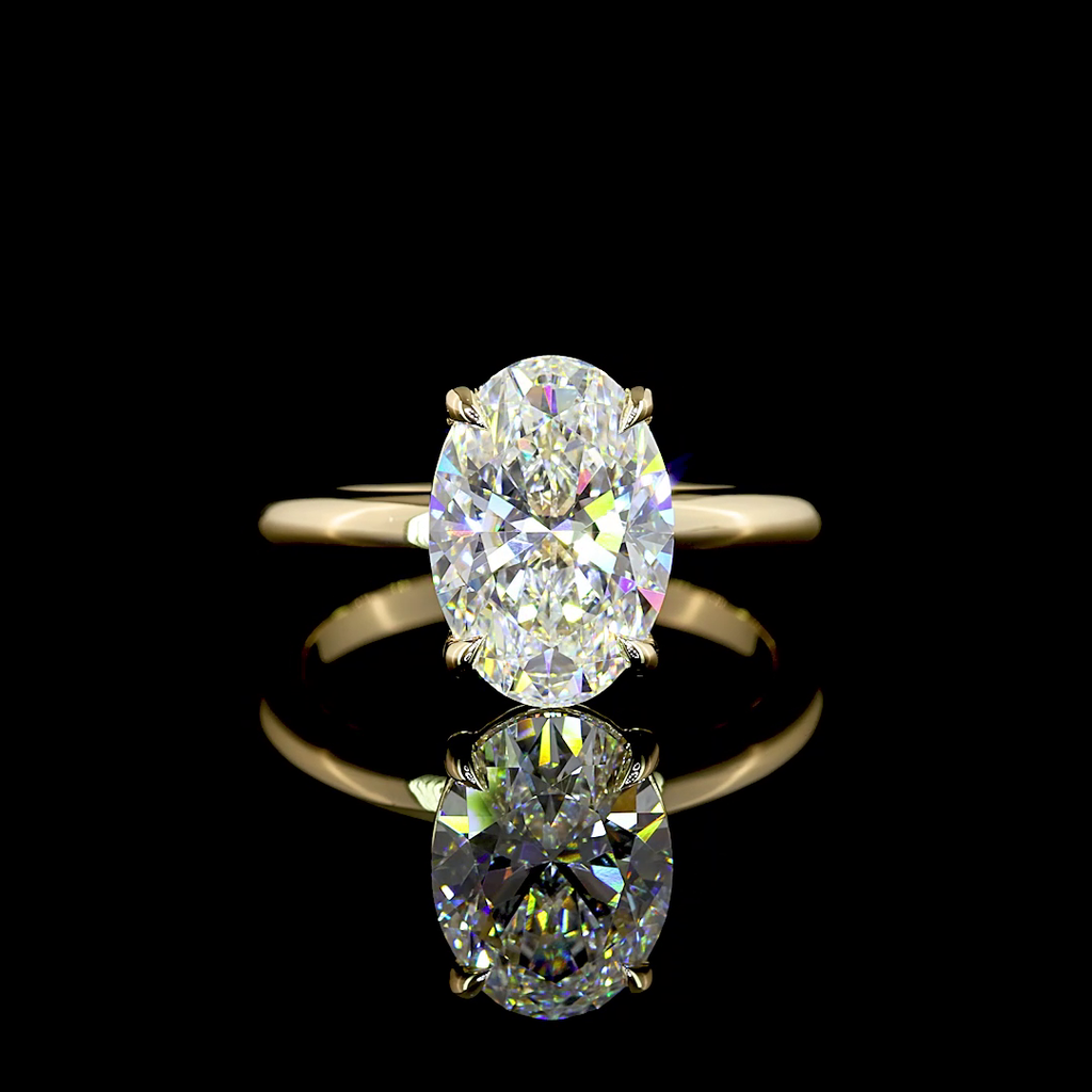 3.05 Cts 14k Yellow Gold Oval Shape Solitaire Ring