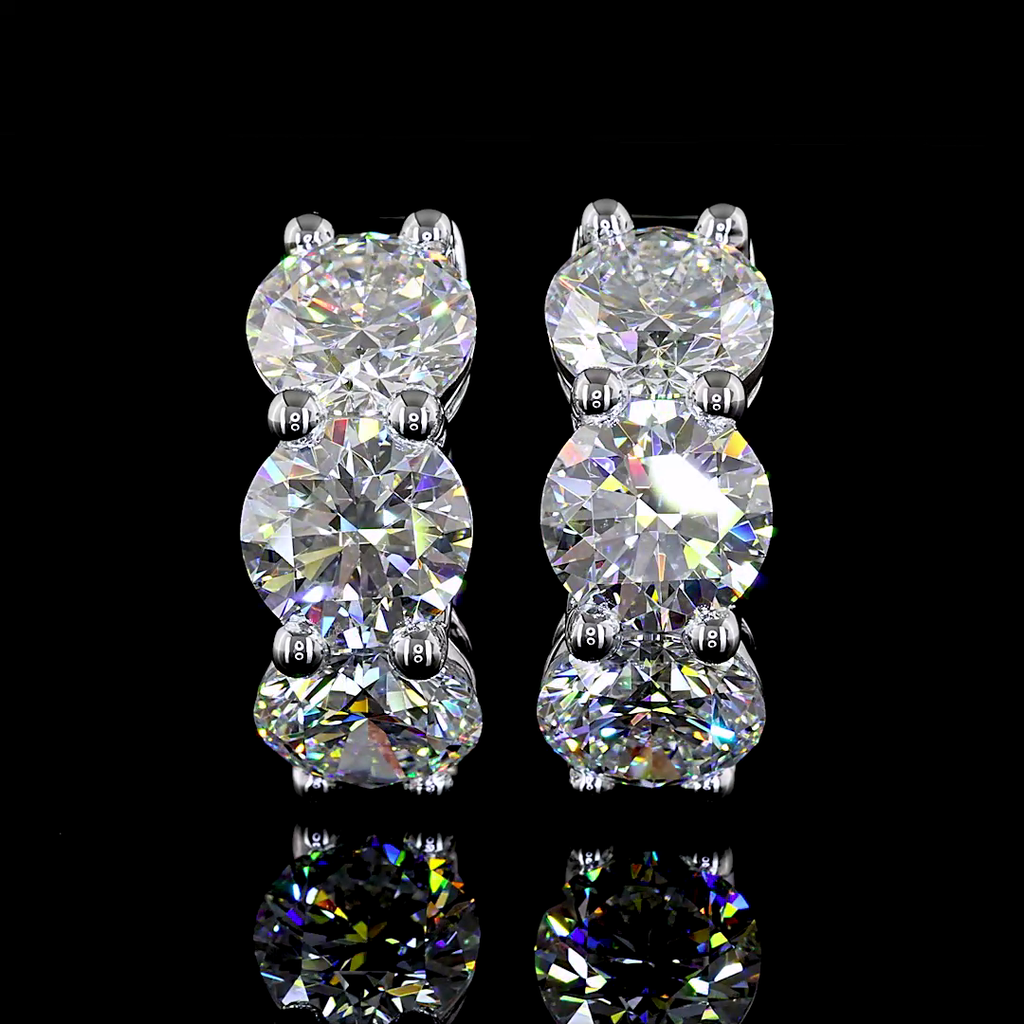6.19 Cts 14k White Gold Round Shape Huggies Earring