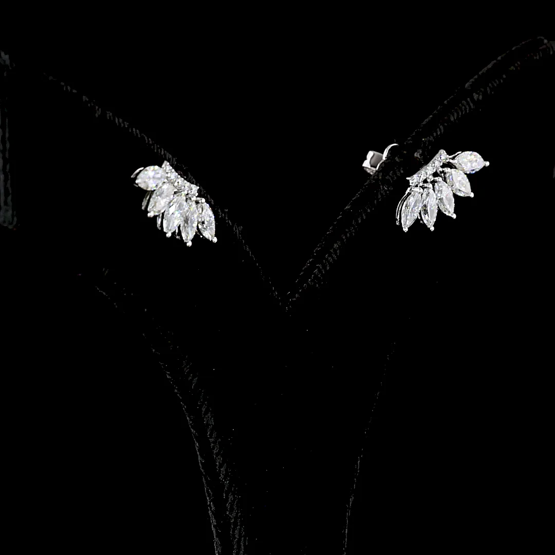 1.27 Cts 14k White Gold Marquise Shape Crawler Earring