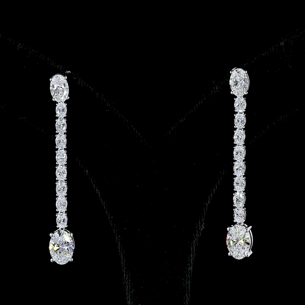 4.72 Cts 14k White Gold Oval Shape Hanging Earring