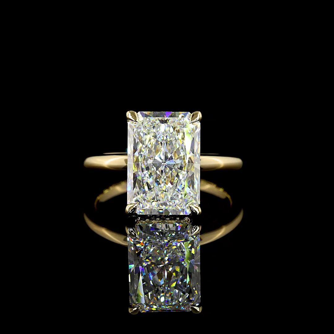 5.17 Cts 14k Yellow Gold Radiant Shape Hidden Halo Ring