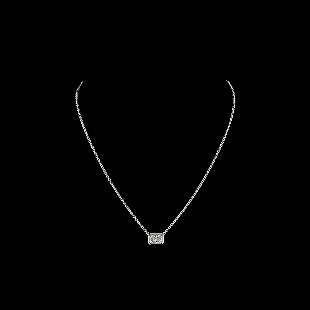 1.55 Cts 14k White Gold Radiant Shape Solitaire Pendant