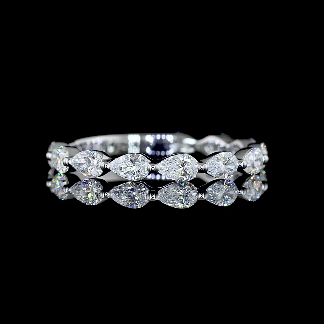 0.99 Cts 14k White Gold Pear Shape 3/4 Band Eternity Band