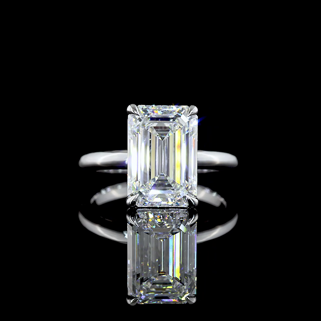 5.08 Cts 14k White Gold Emerald Shape Solitaire Ring