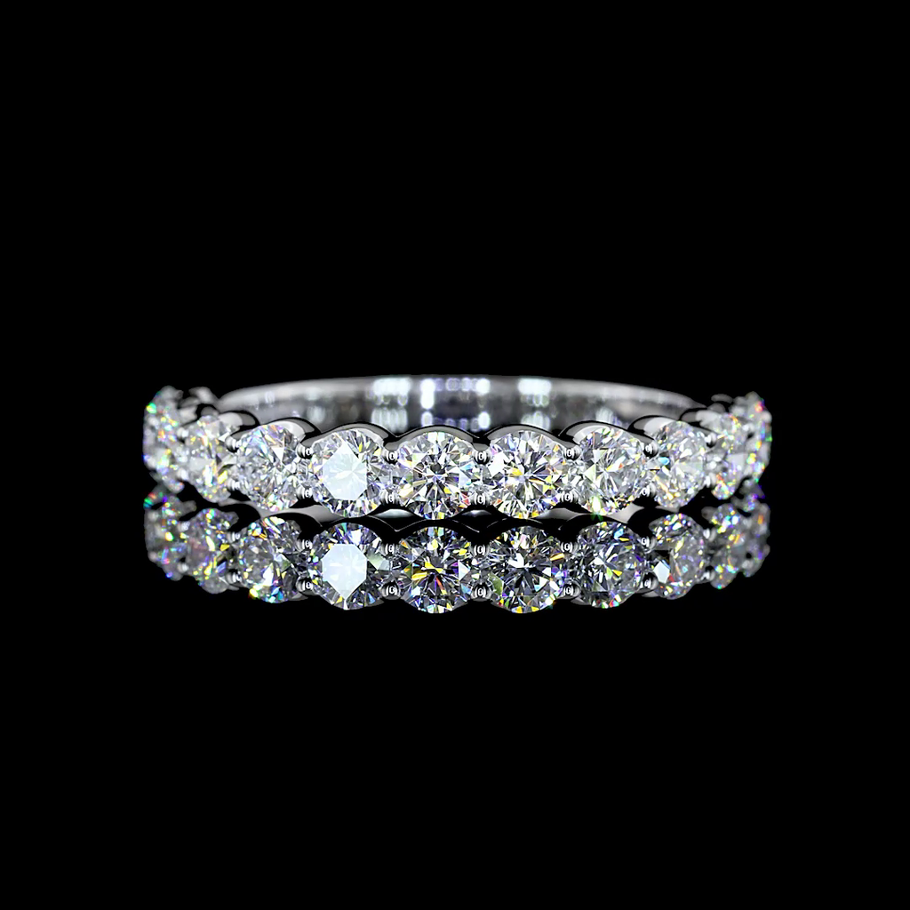 1.05 Cts 14k White Gold Round Shape Half Eternity Eternity Band