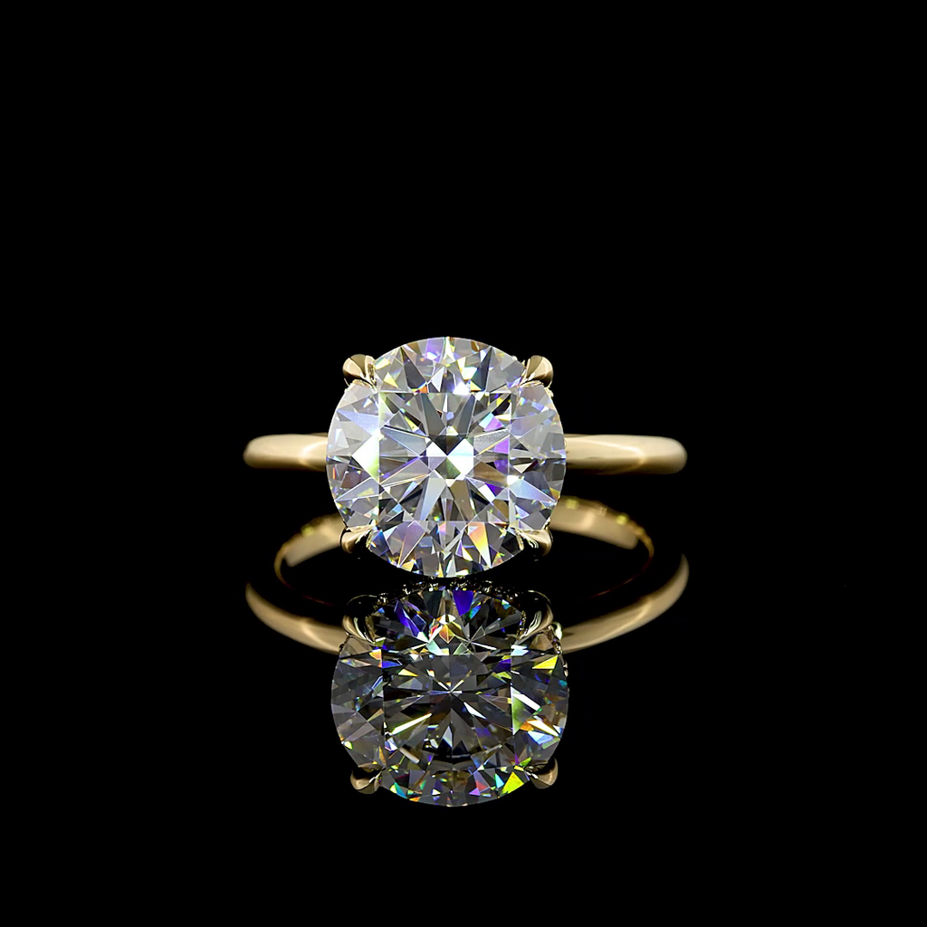 4.16 Cts 14k Yellow Gold Round Shape Hidden Halo Ring