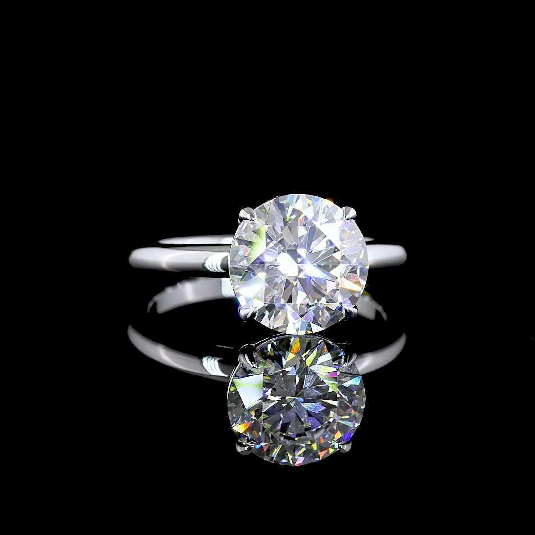 3 Cts 14k White Gold Round Shape Solitaire Ring