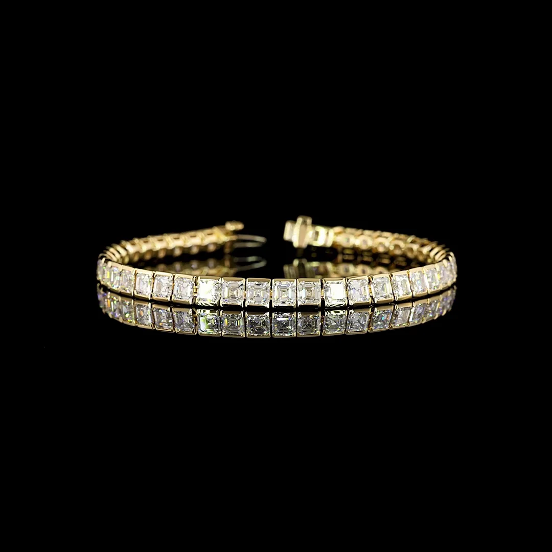 13.81 Cts 14k Yellow Gold Asscher Shape Tennis Bracelet