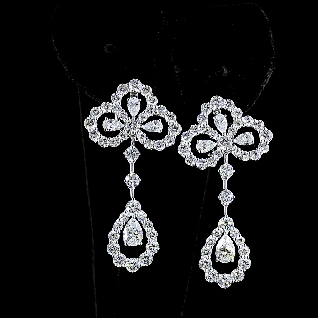 6.84 Cts 14k White Gold Mix Shape Hanging Earring