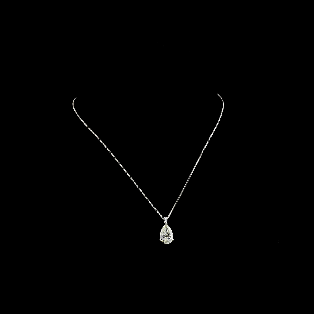4.07 Cts 14k White Gold Pear Shape Pendant Pendant