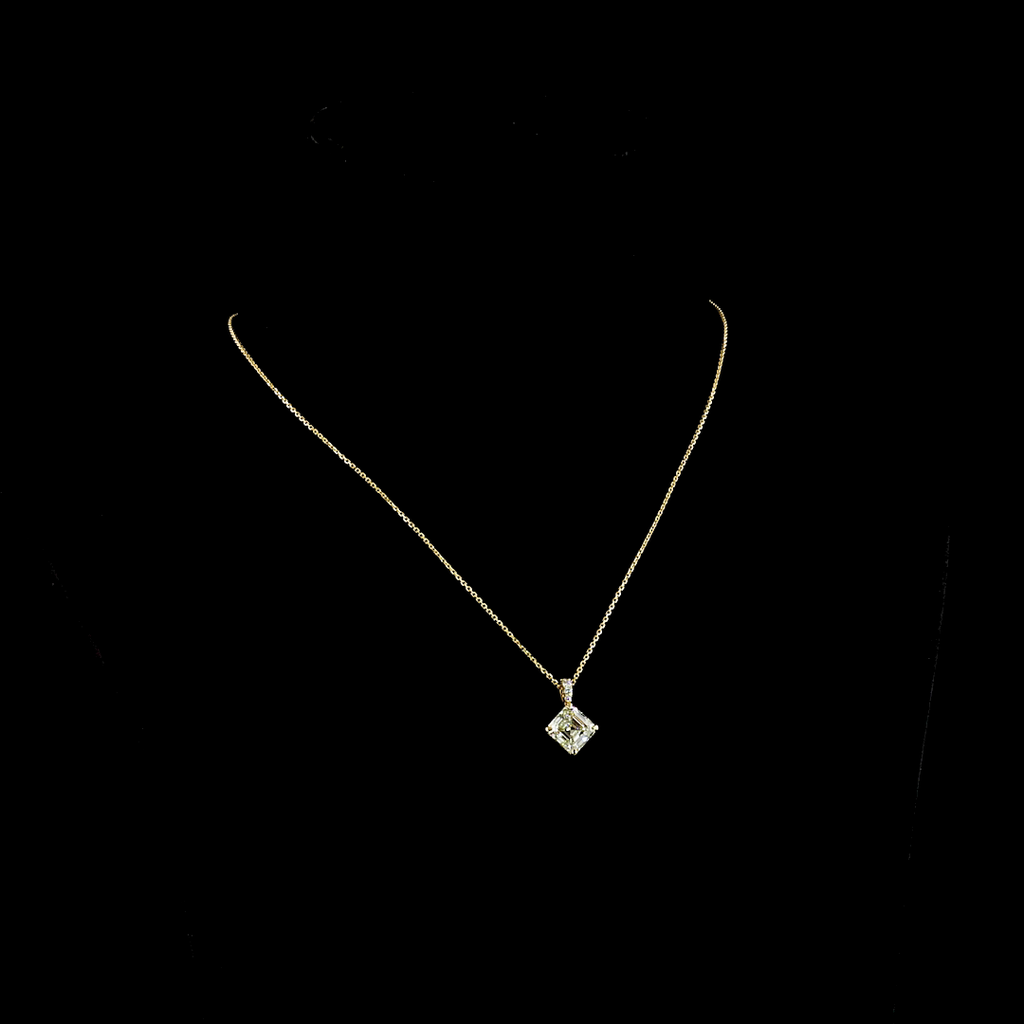 3.14 Cts 14k Yellow Gold Asscher Shape Pendant Pendant