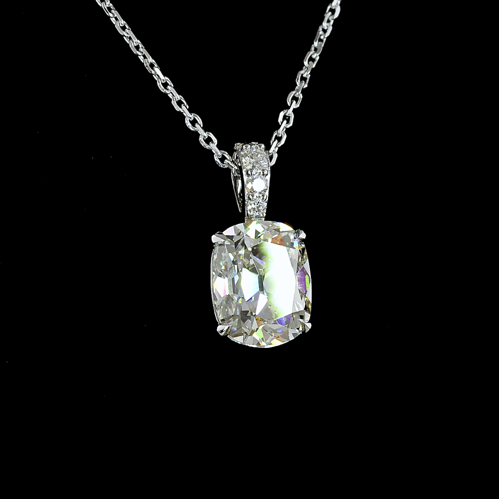 2.1 Cts 14k White Gold Antique Cushion Shape Pendant Pendant
