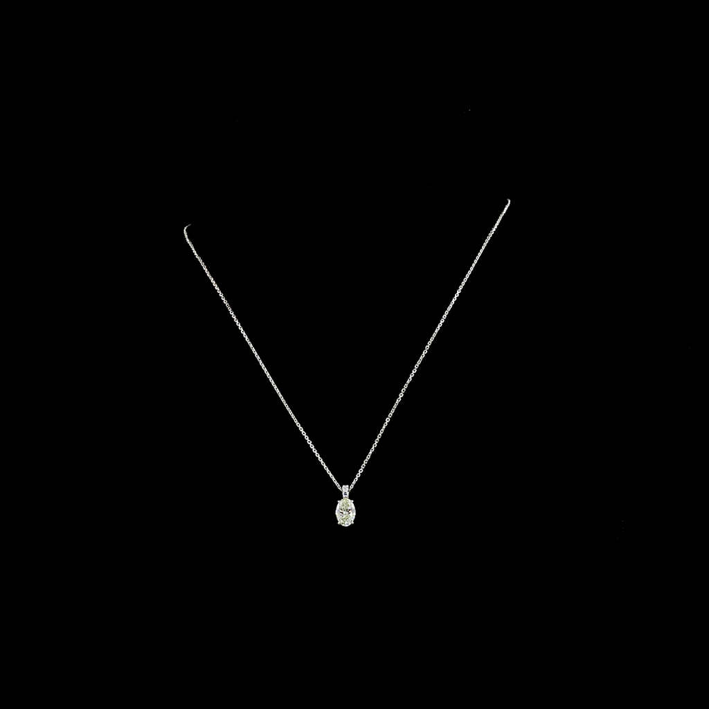 1.09 Cts 14k White Gold Oval Shape Pendant Pendant