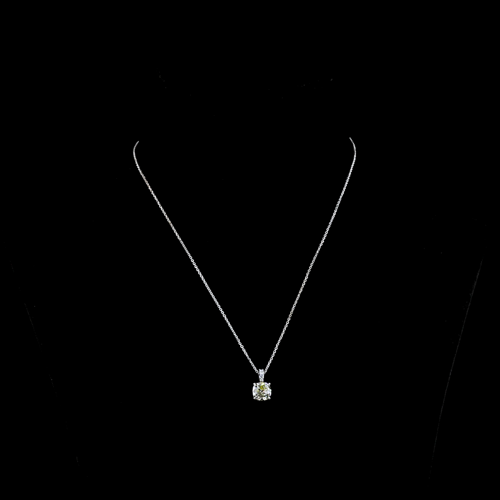 2.08 Cts 14k White Gold Antique Cushion Shape Pendant Pendant