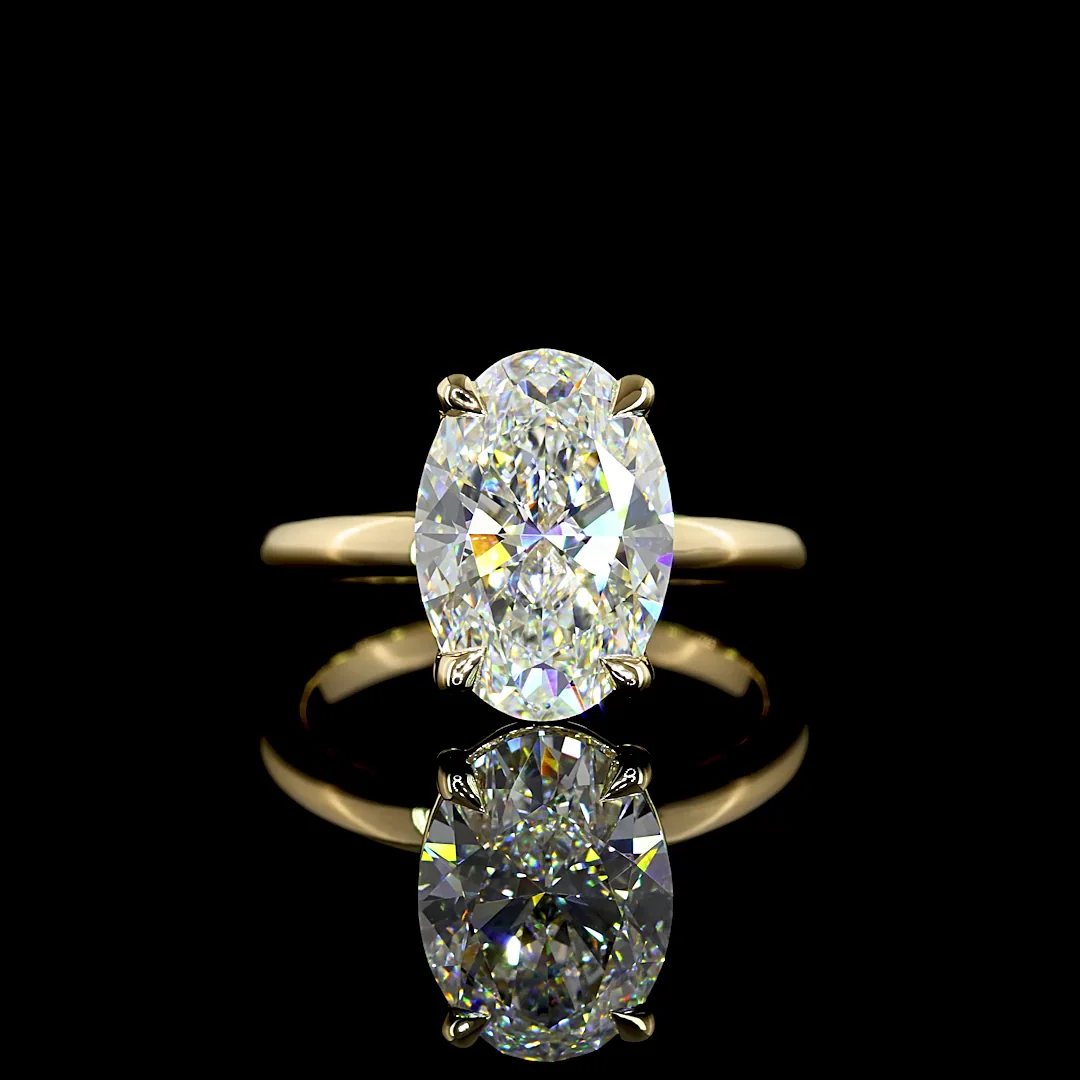 4.08 Cts 14k Yellow Gold Oval Shape Solitaire Ring