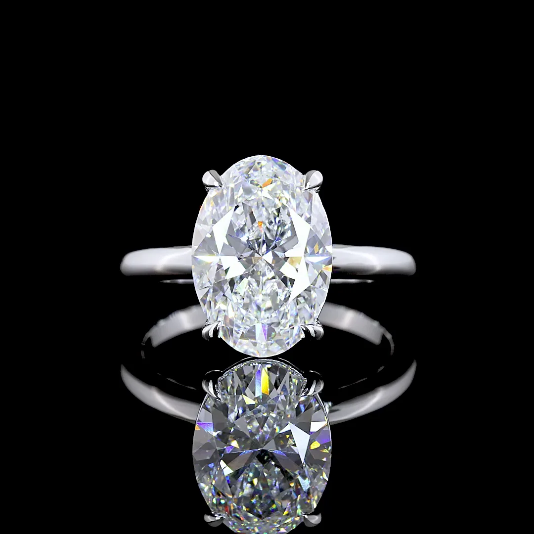 4.04 Cts 14k White Gold Oval Shape Solitaire Ring