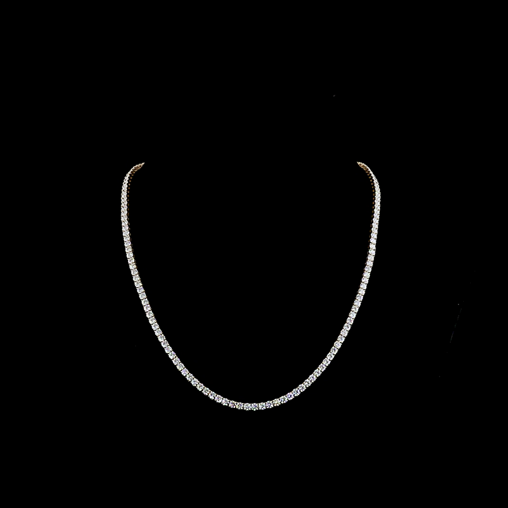 14.16 Cts 14k Yellow Gold Round Shape Tennis Necklace