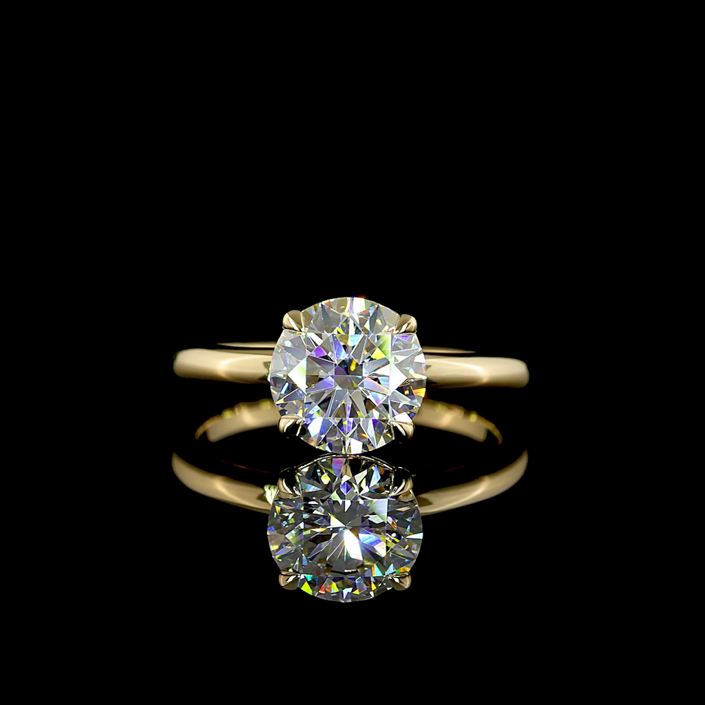 2.03 Cts 14k Yellow Gold Round Shape Solitaire Ring